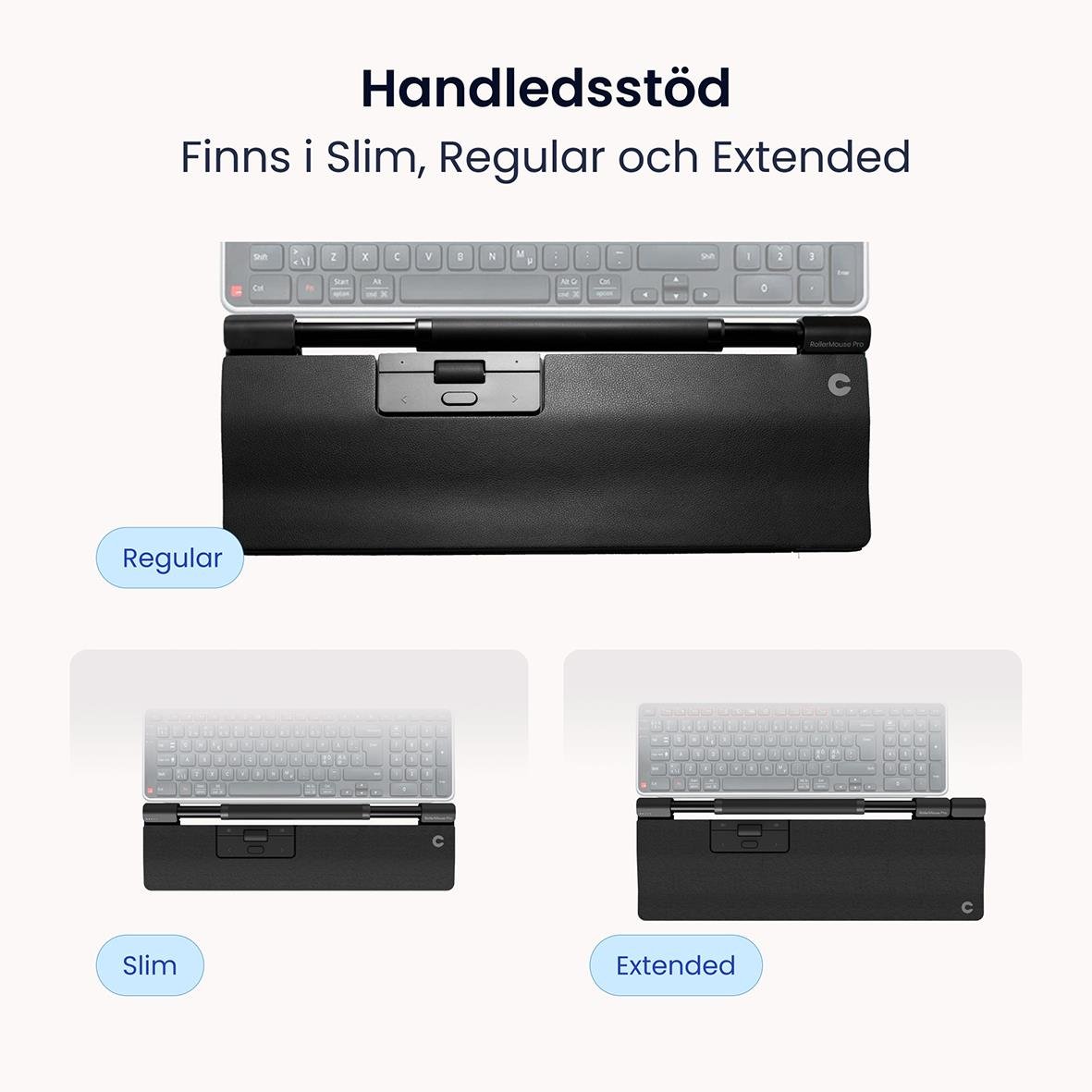 Ergonomisk mus RollerMouse Pro i veganläder, trådlös och reguljär storlek