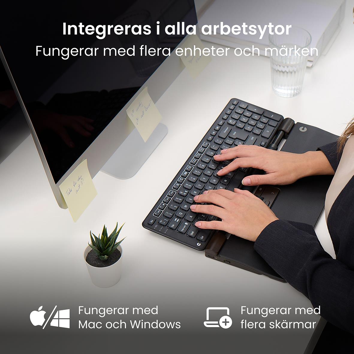 Ergonomisk mus RollerMouse Pro i veganläder, trådlös, används på alla arbetsytor, kompatibel med Mac, Windows och flera skärmar