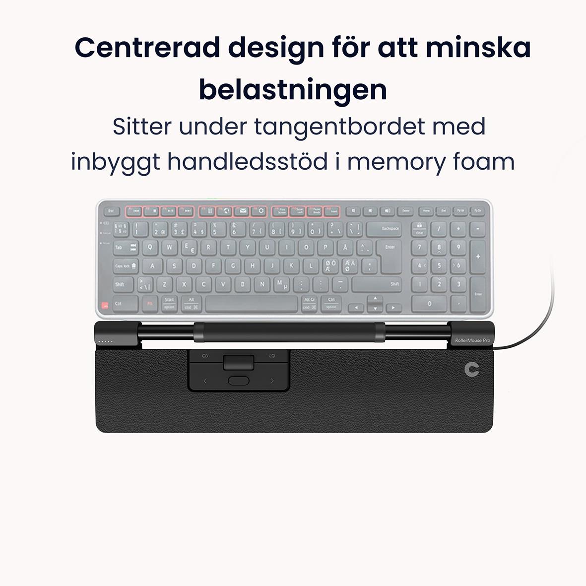 Ergonomisk mus RollerMouse Pro med veganläder, sladd, slim design