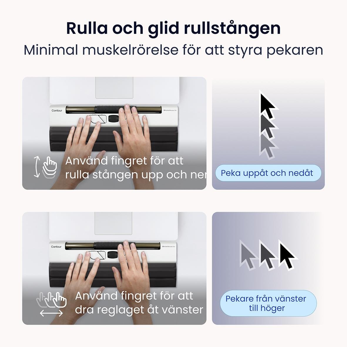 Ergonomisk trådlös RollerMouse Go med kontrollknappar och handledsstöd