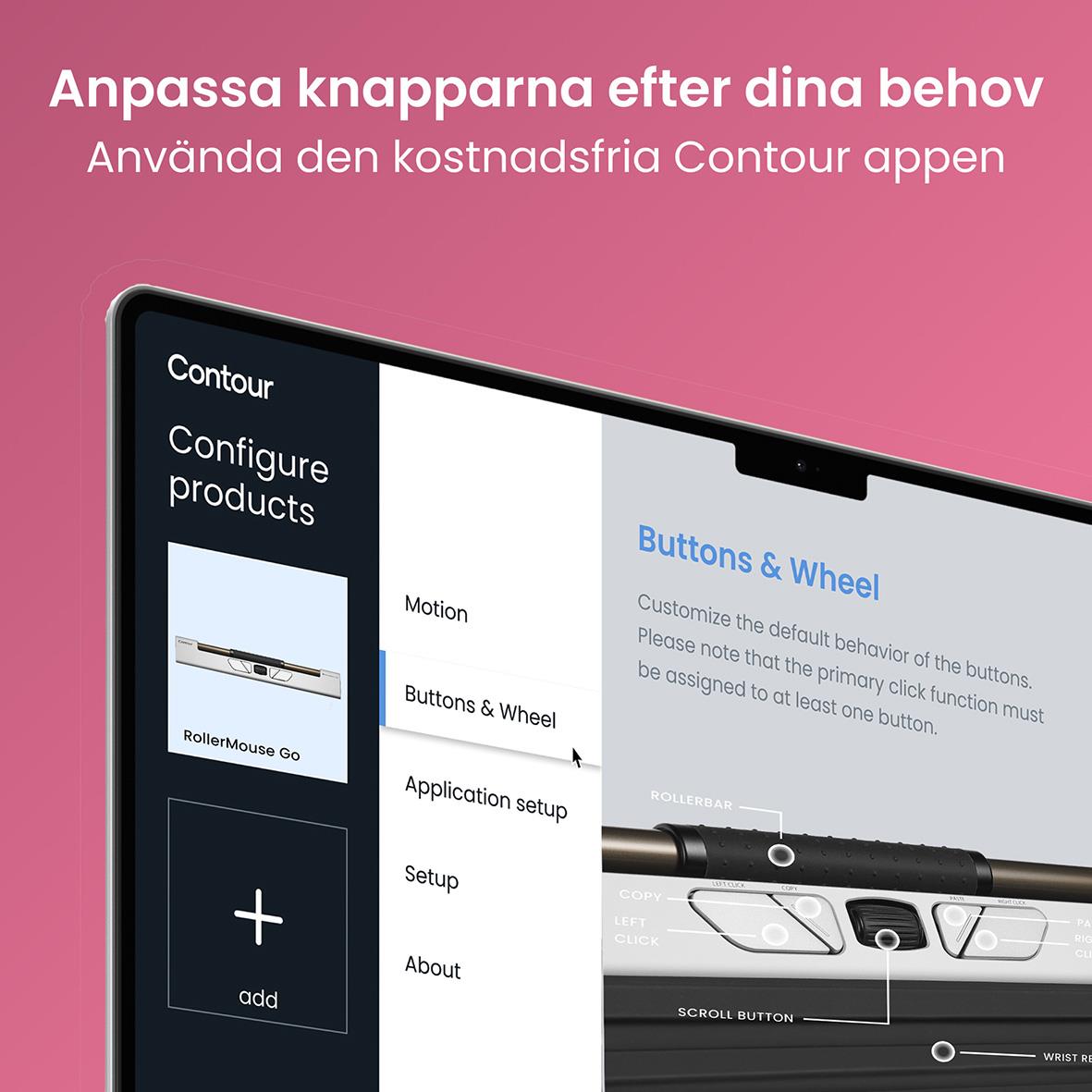 Ergonomisk trådlös RollerMouse Go Contour för komfortabel musanvändning