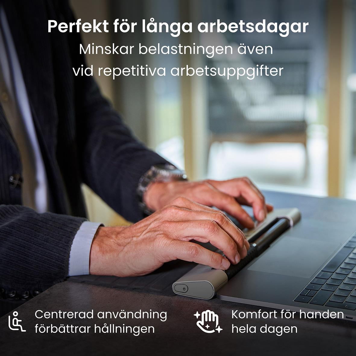 Ergonomisk trådlös RollerMouse Go med 10 cursor hastighetsnivåer och USB-C anslutning