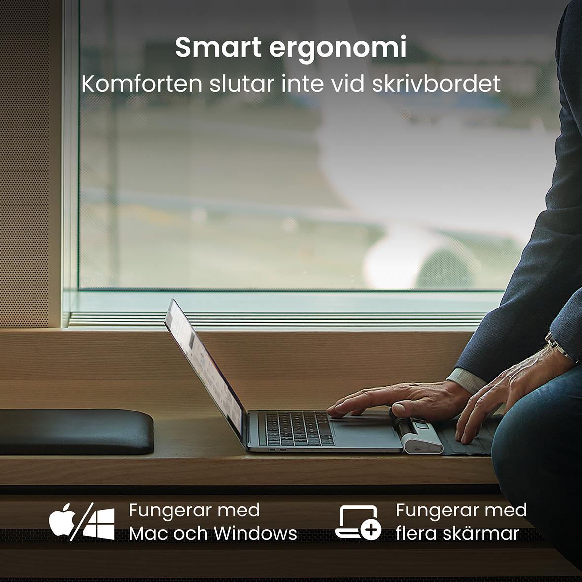 Ergonomisk trådlös RollerMouse Go med konturdesign och hållbarhet certifieringar