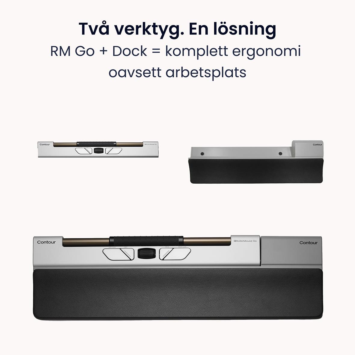 Ergonomisk mus/docka RollerMouse Go Trådlös i grå och svart design