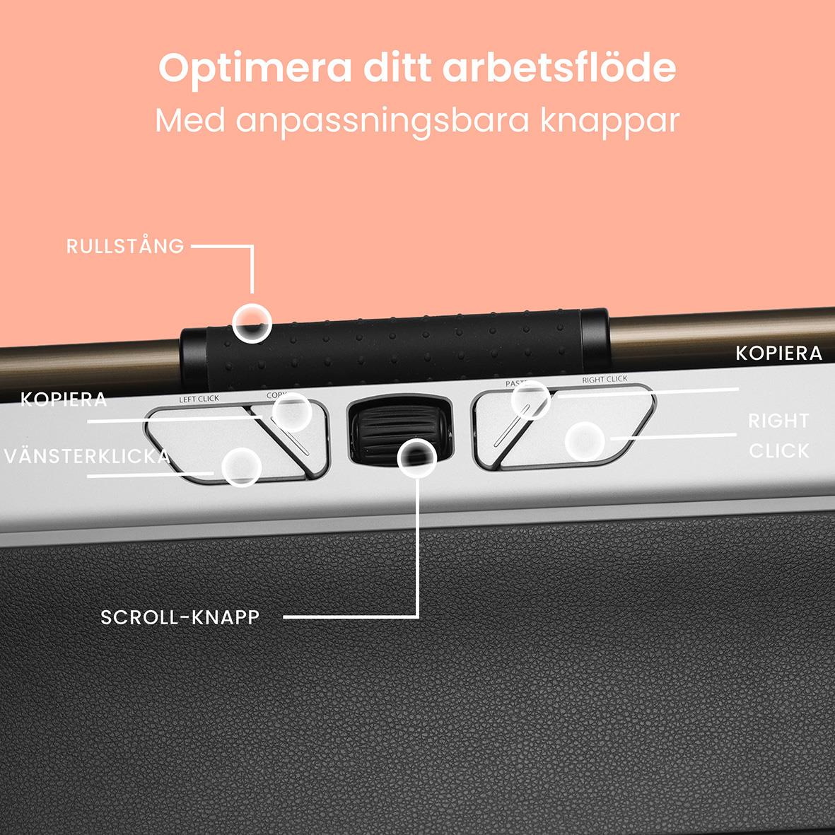 Ergonomisk mus/docka RollerMouse Go Trådlös med anpassningsbara knappar och scrollknapp för bättre arbetsflöde