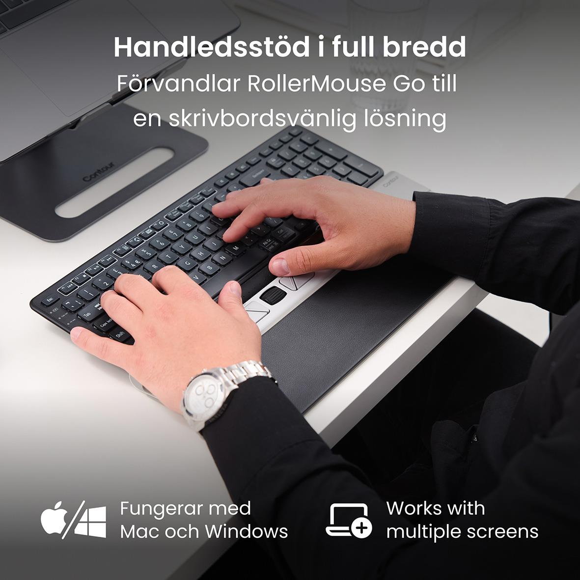 Ergonomisk trådlös mus/docka RollerMouse Go med handledsstöd för bekväm användning på skrivbordet