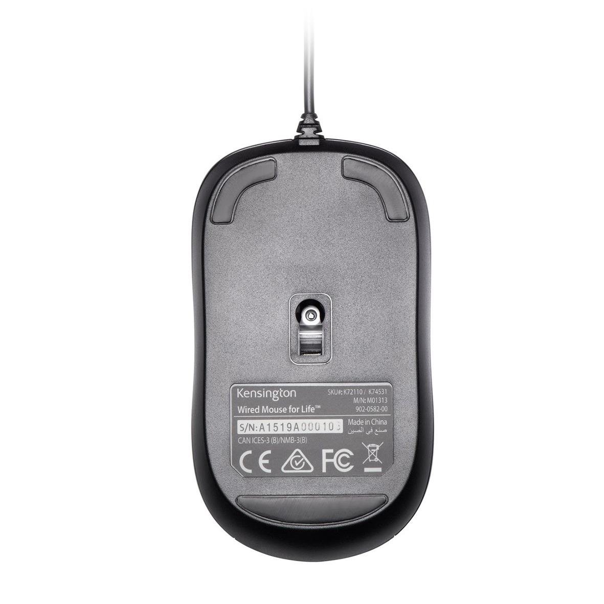 Mus Kensington ValuMouse med sladd sett bakifrån