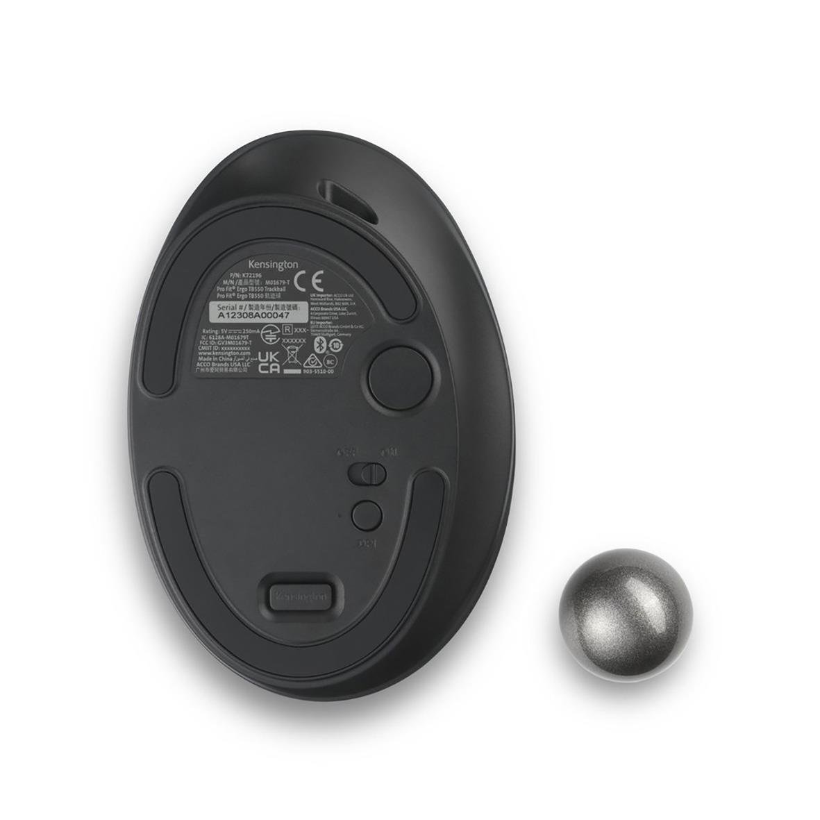 Trådlös Kensington ProFit Ergo TB550 trackball mus med boll och knappar