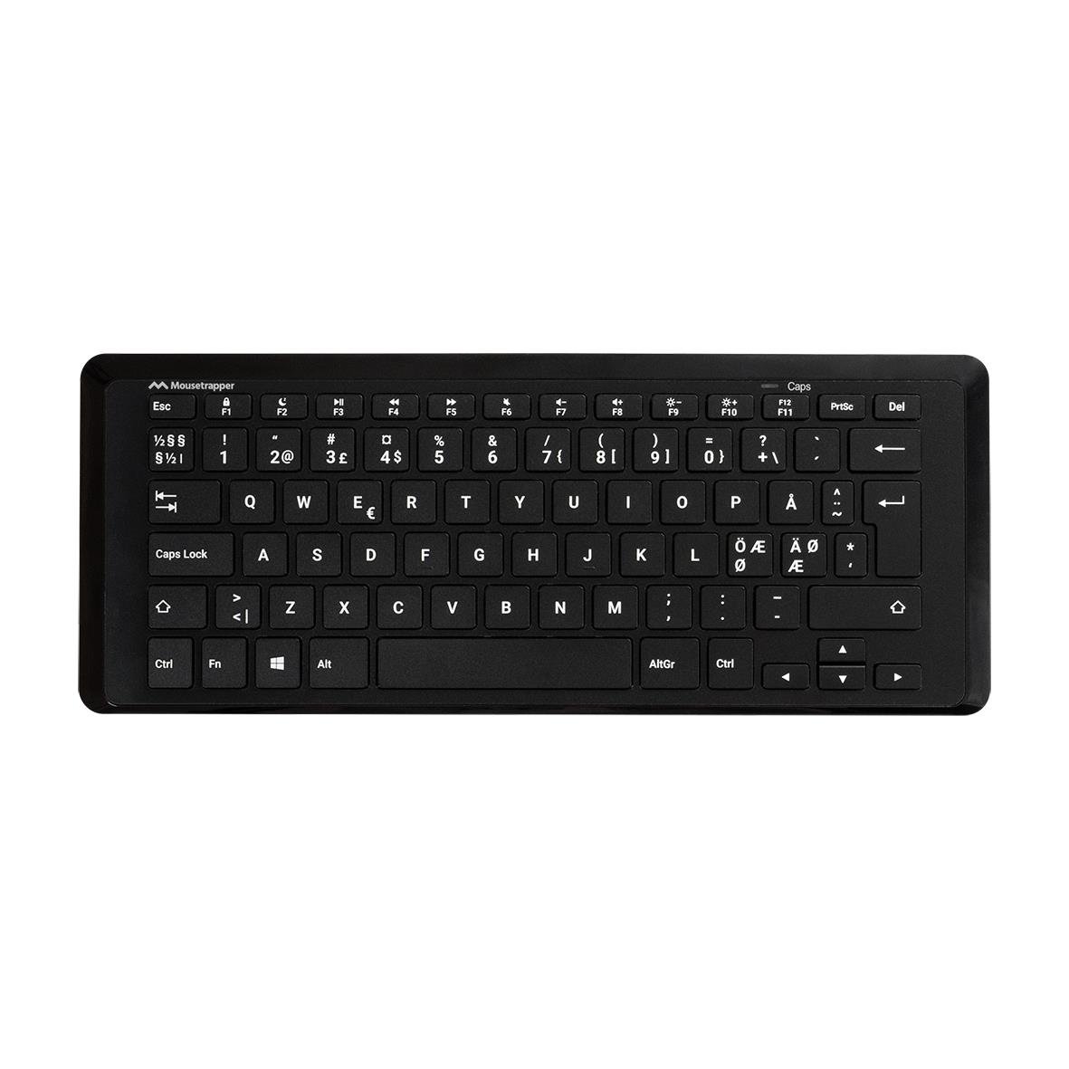 Trådlöst Mini Mousetrapper tangentbord i svart med numerisk del och funktionstangenter