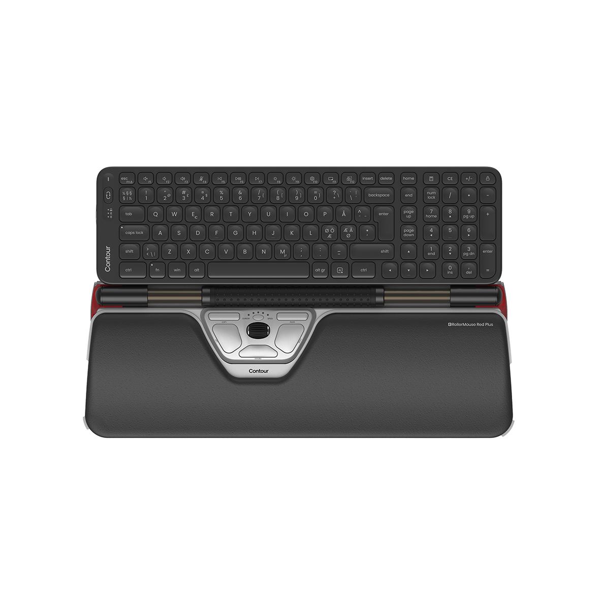 Ergonomisk trådlöst tangentbord med RollerMouse Red Plus och tangentbord