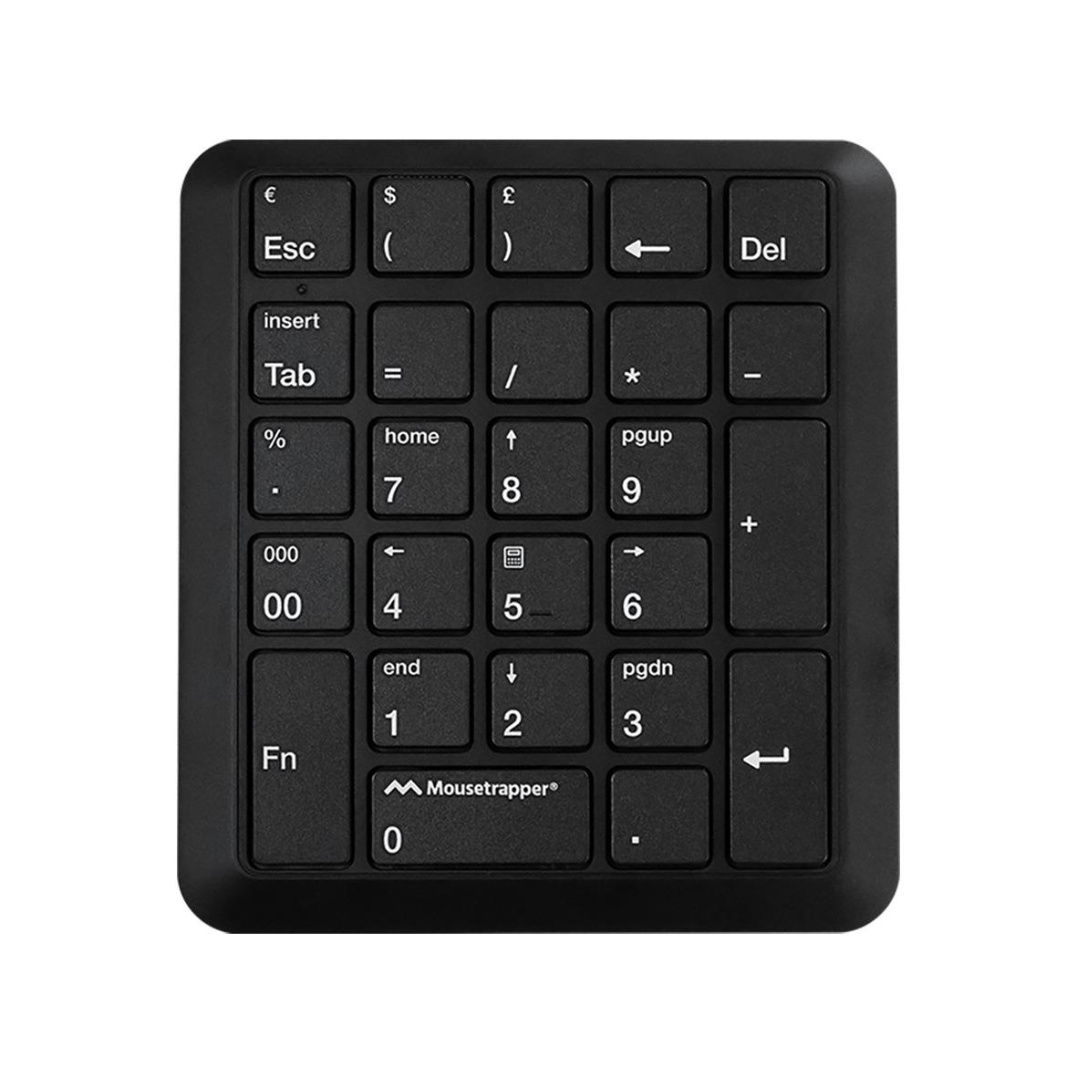 Trådlöst numeriskt tangentbord Mousetrapper TB421 med numeriska knappar och funktionstangenter