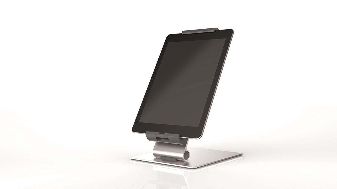 Bordsställ för surfplatta i hållbar design, placerad på ett bord