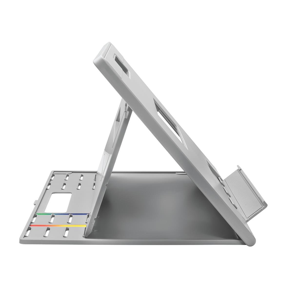 Kompakt laptopstöd Kensington EasyRiser Go i vitt, justerbart för ergonomisk användning