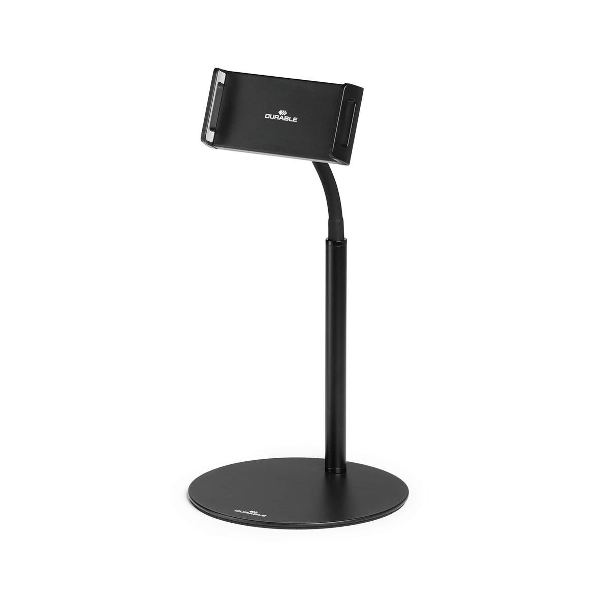 Svart surfplattehållare Twist för bord, med rund bas och justerbar arm