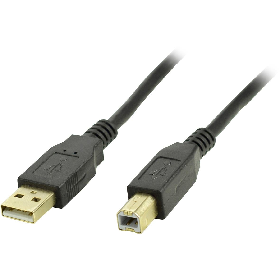 USB 2 kabel Deltaco A-B hane/hane 3,0m med svart kabel och guldpläterade kontakter
