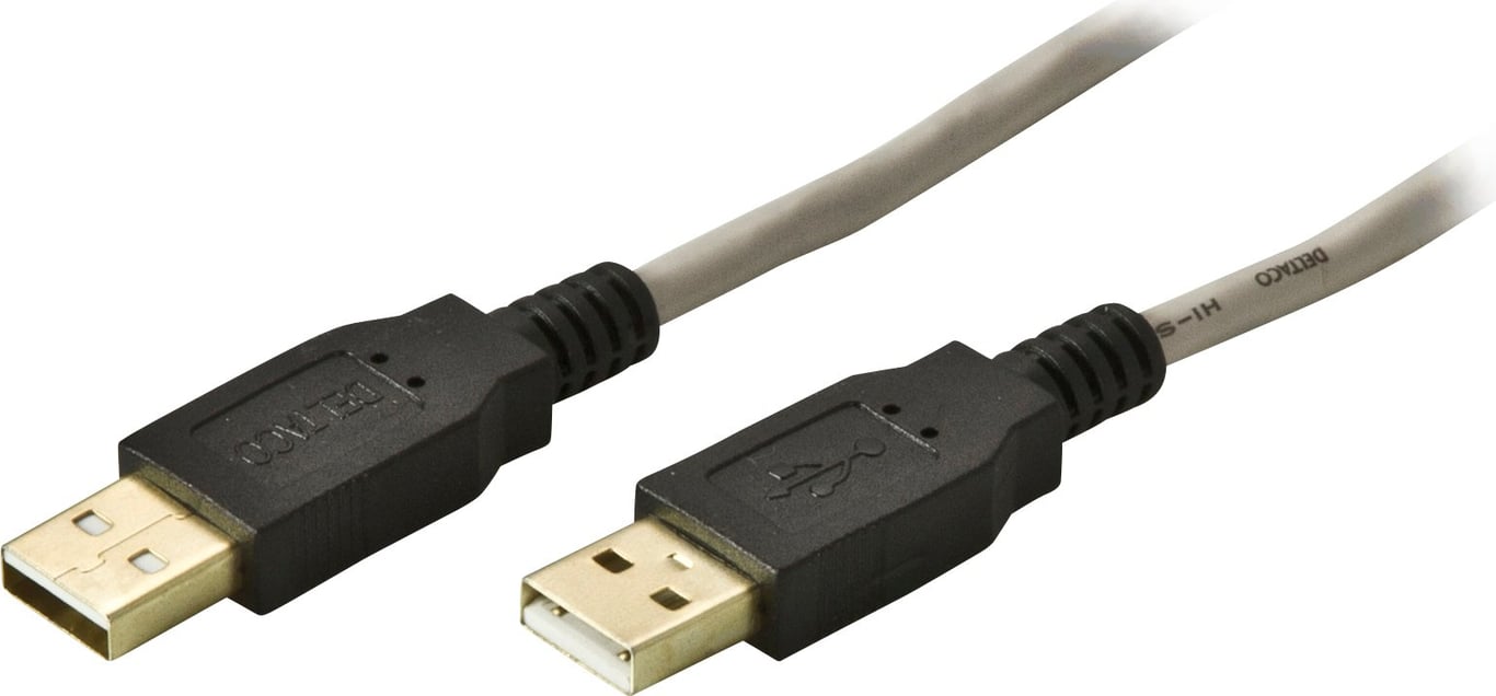 " 2.0-kabel Deltaco A-A hane/hane, 1,8 meter lång"