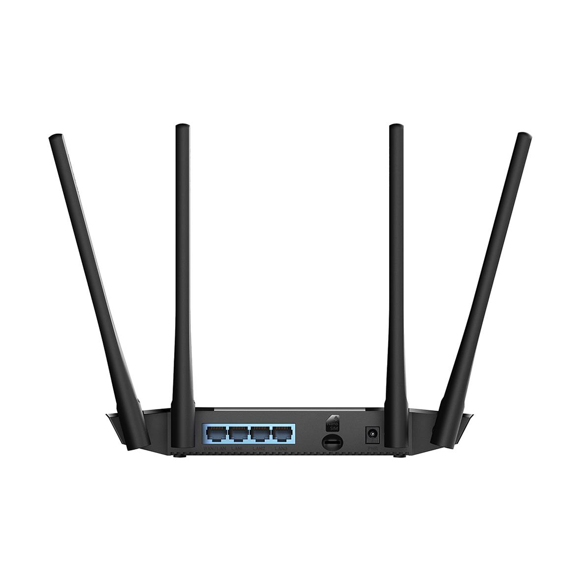 Wi-Fi-router Cudy LT400 med fyra antenner och fyra Ethernet-portar