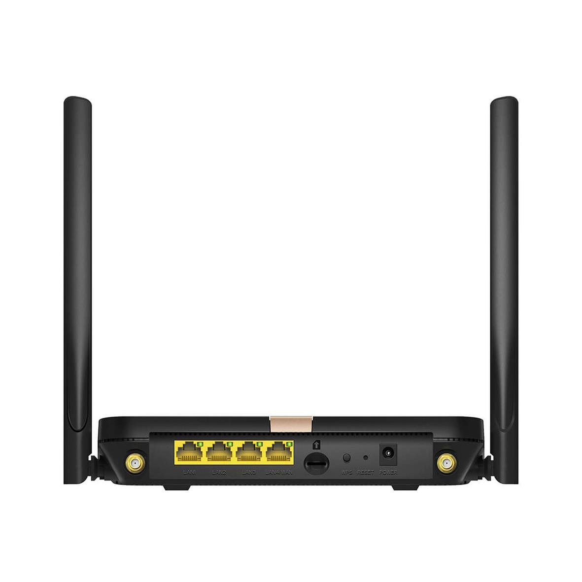 Wi-Fi router Cudy LT500D Cat 4 AC1200 4G med två antenner och anslutningar på baksidan