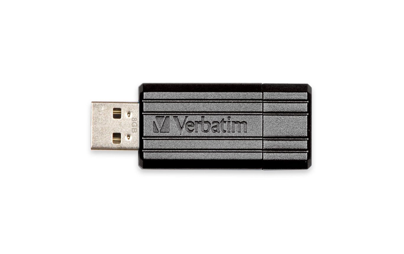 Svart USB-minne Verbatim PinStripe 8GB