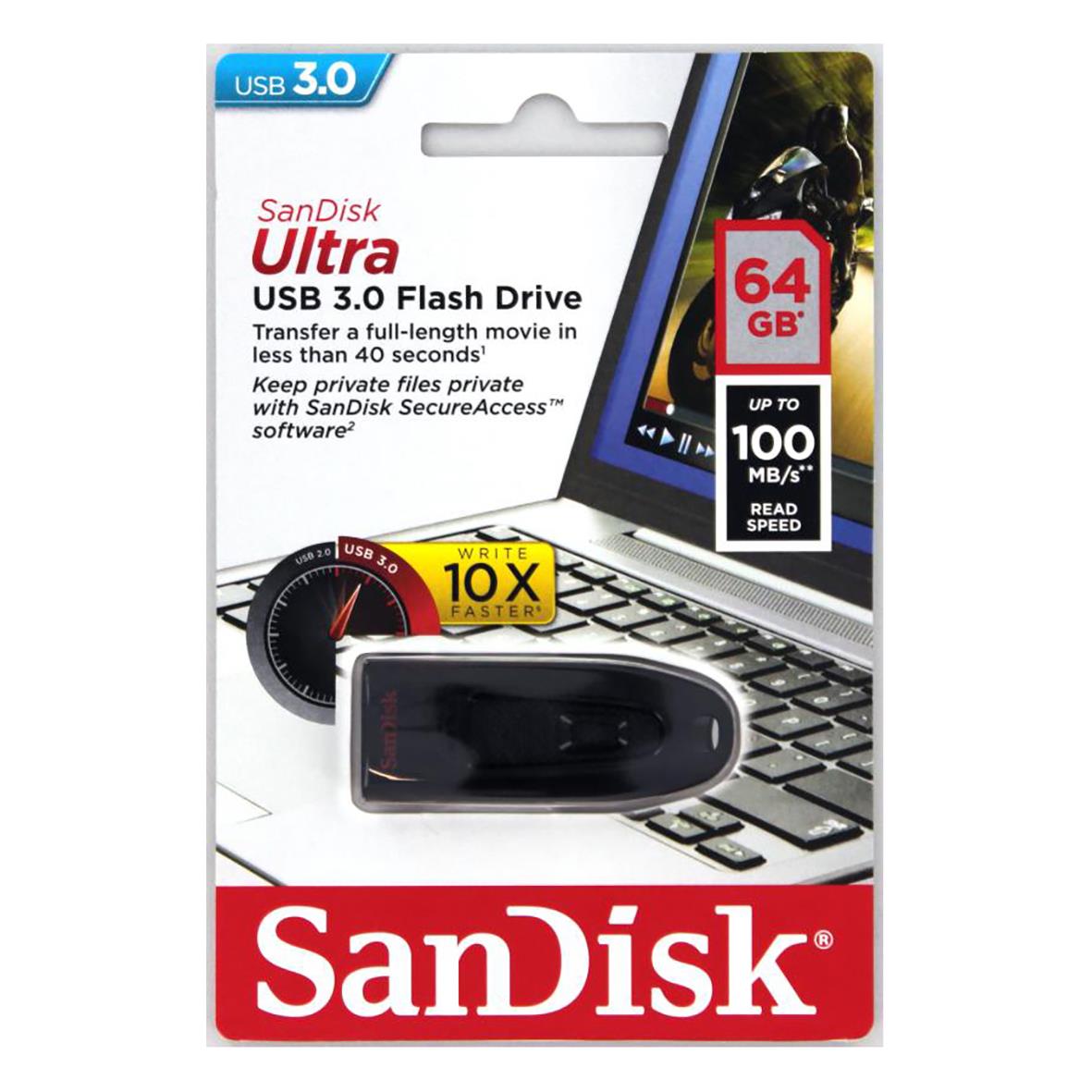 Sandisk Ultra USB 3.0-minne 64GB med hastighet upp till 100MB/s
