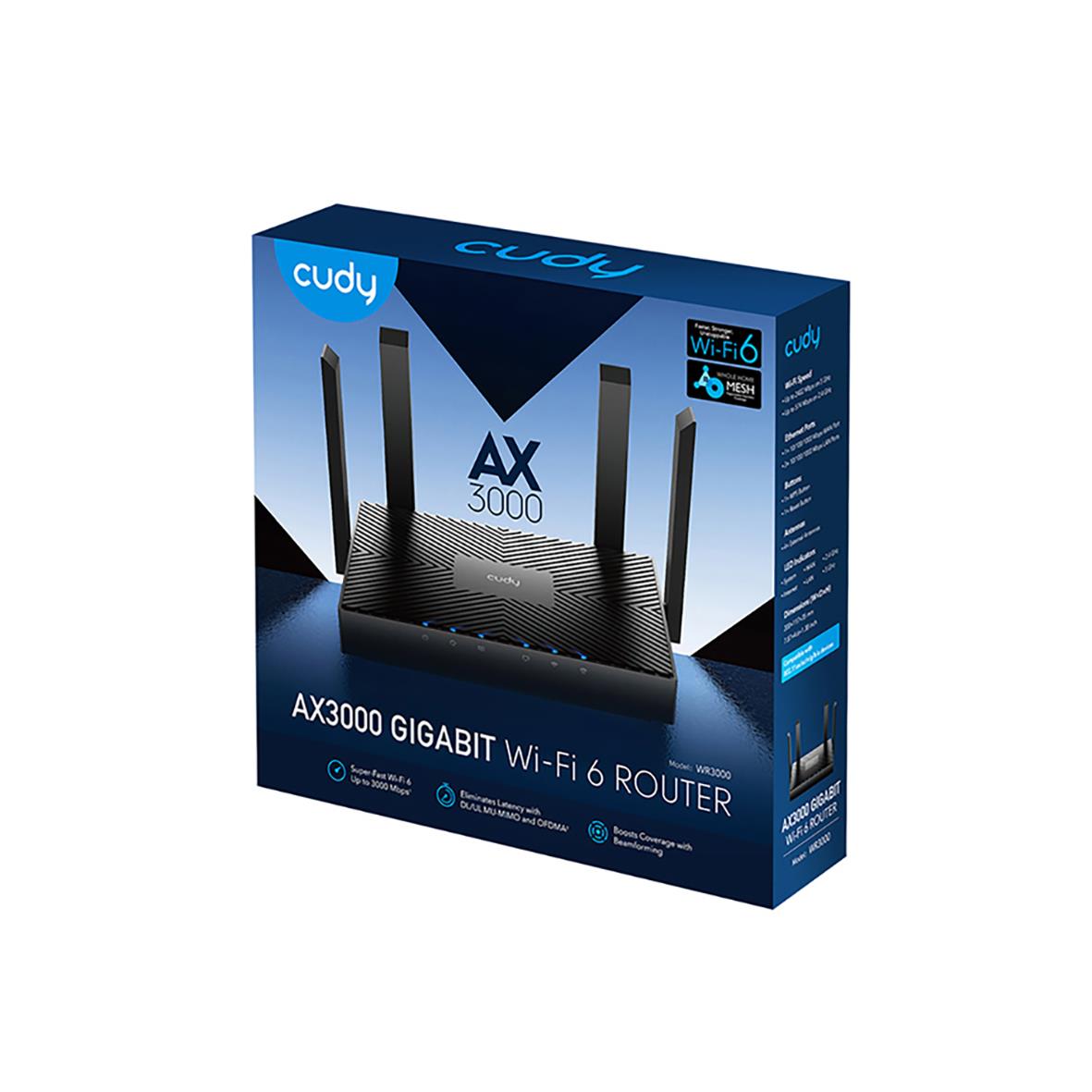 Wi-Fi-router Cudy WR3000 AX3000 Gigabit Wi-Fi 6 Mesh i förpackning