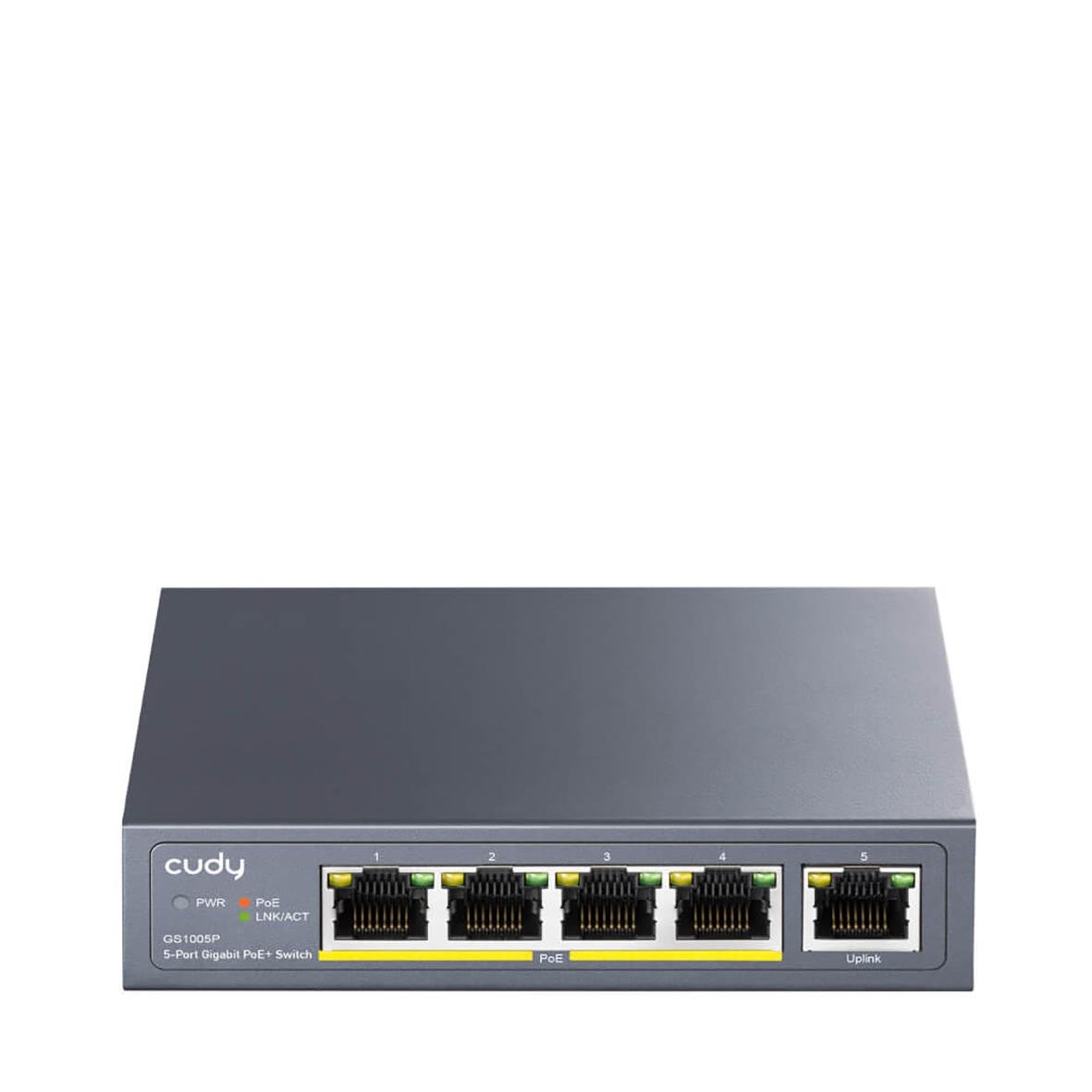 Cudy GS1005P 5-port Gigabit PoE+ switch med 60W, svart, nätverksutrustning