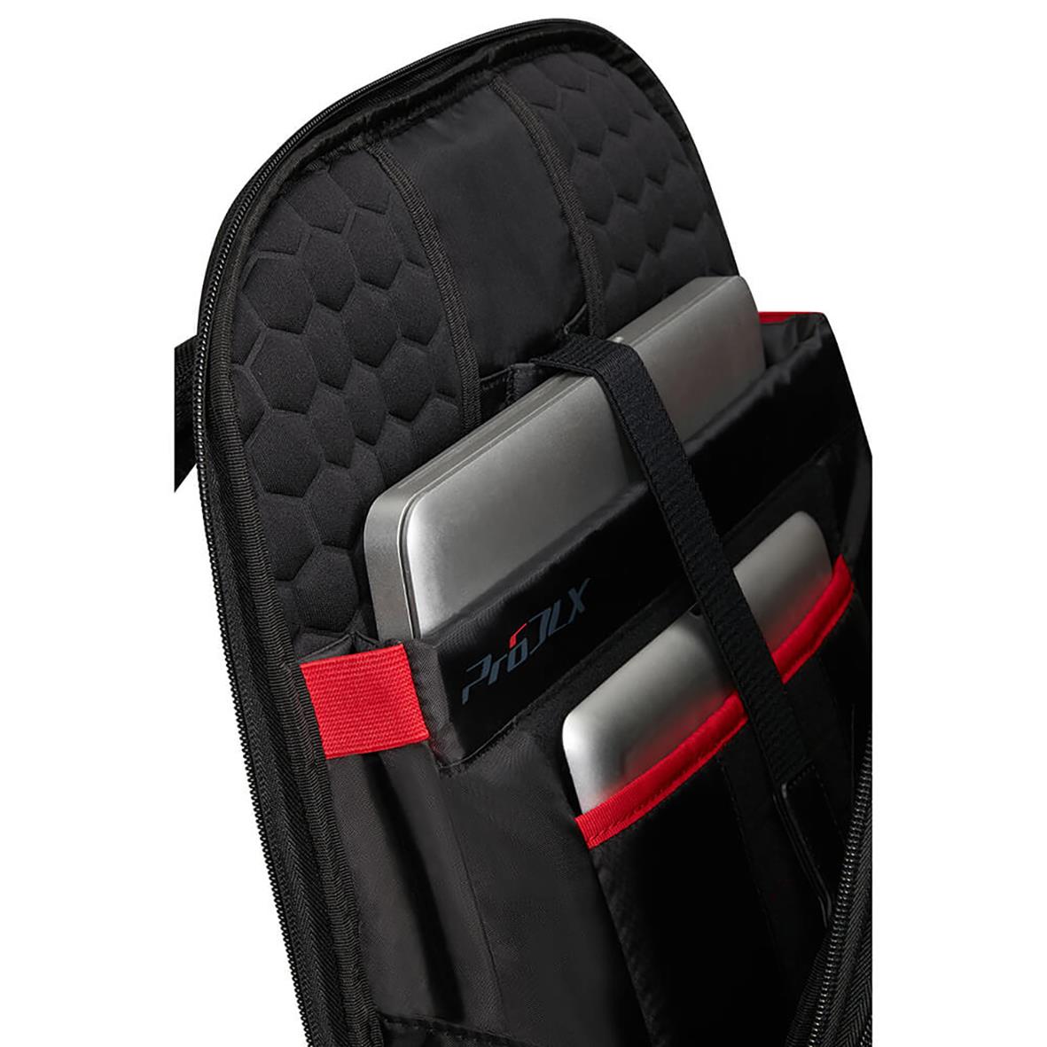 Svart Samsonite DLX6 3VOL expanderbar ryggsäck för 17.3 tum laptops med organiseringsfack