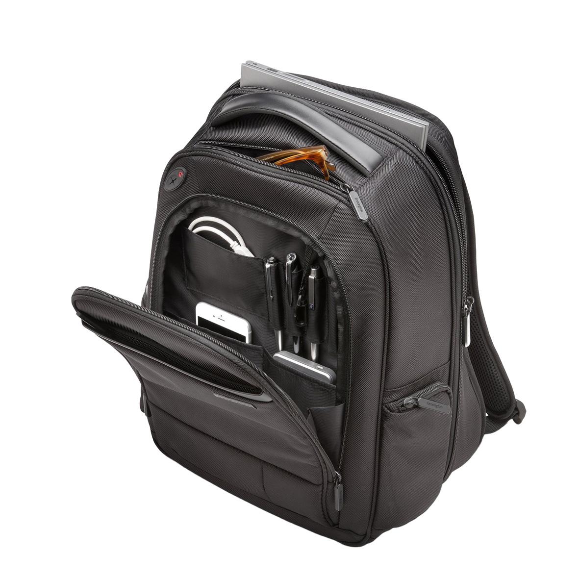 Svart Kensington Contour 2.0 ryggsäck för laptop 15,6 tum med flera fack och organiseringsutrymmen