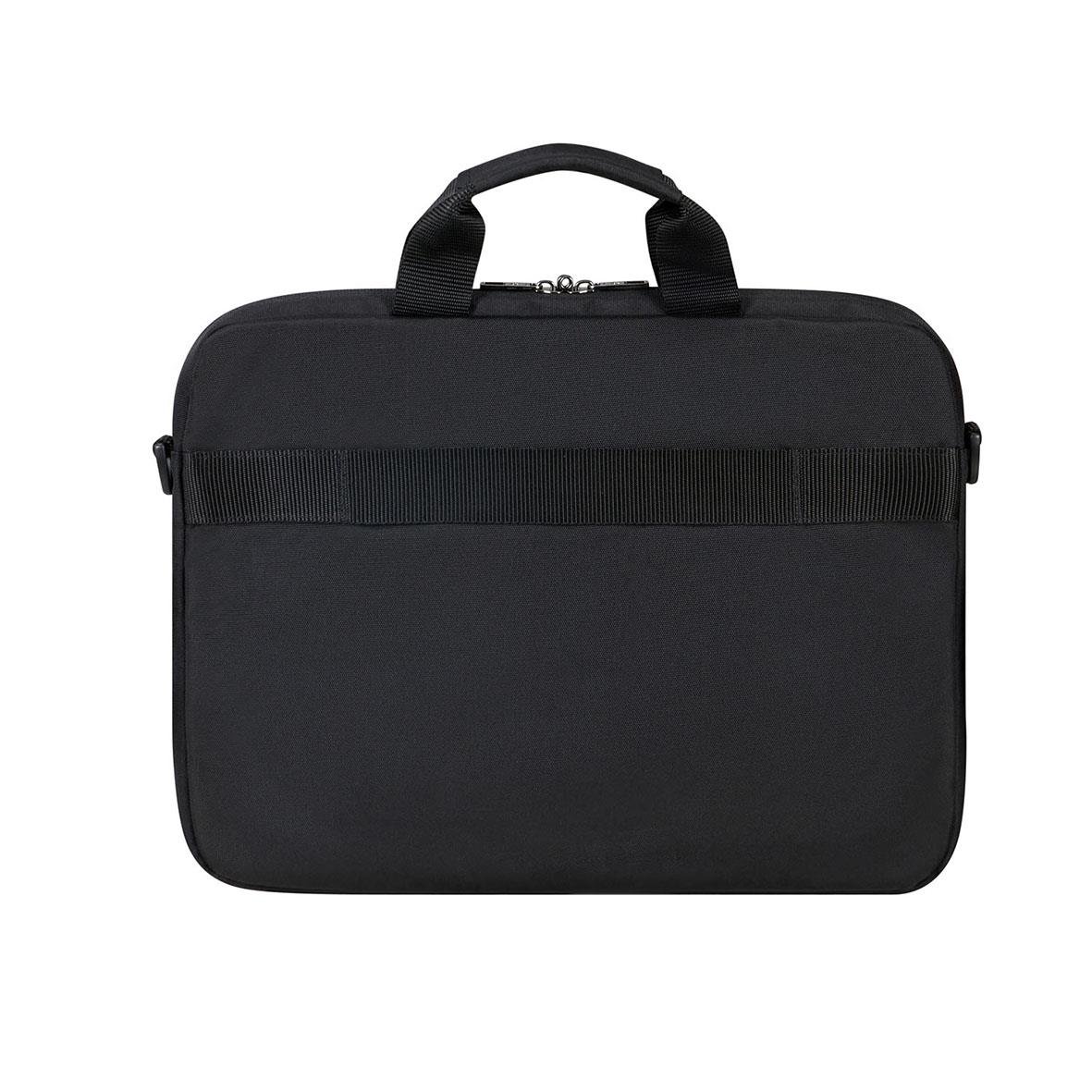 Svart laptopväska med handtag och dragkedja, enkel design