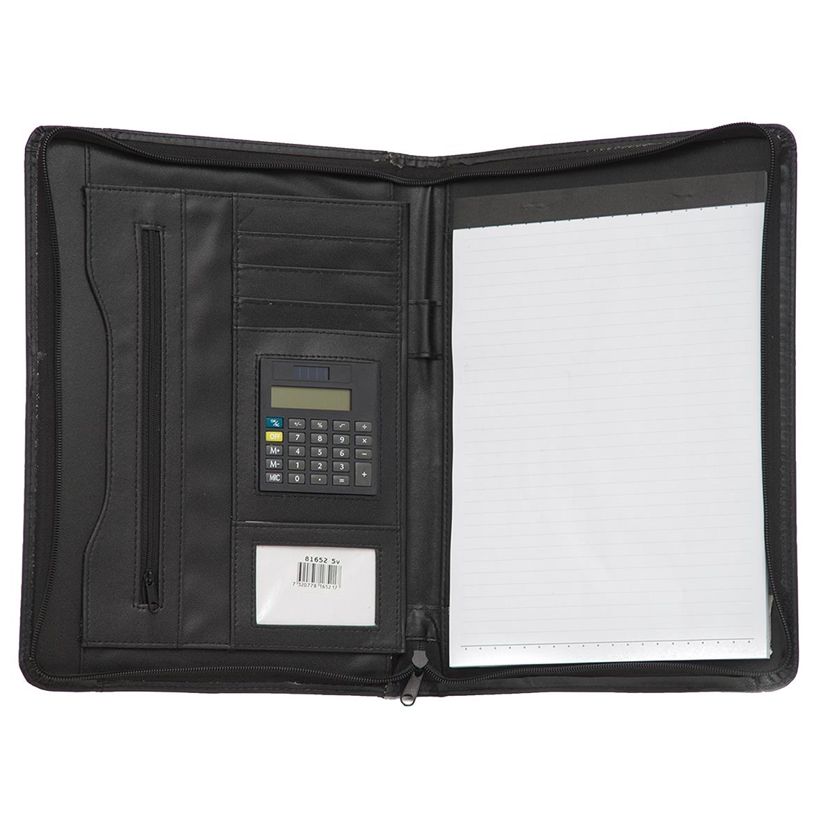 Svart dokumentmapp Carlo 81652 35x25cm med flera fack och kalkylator