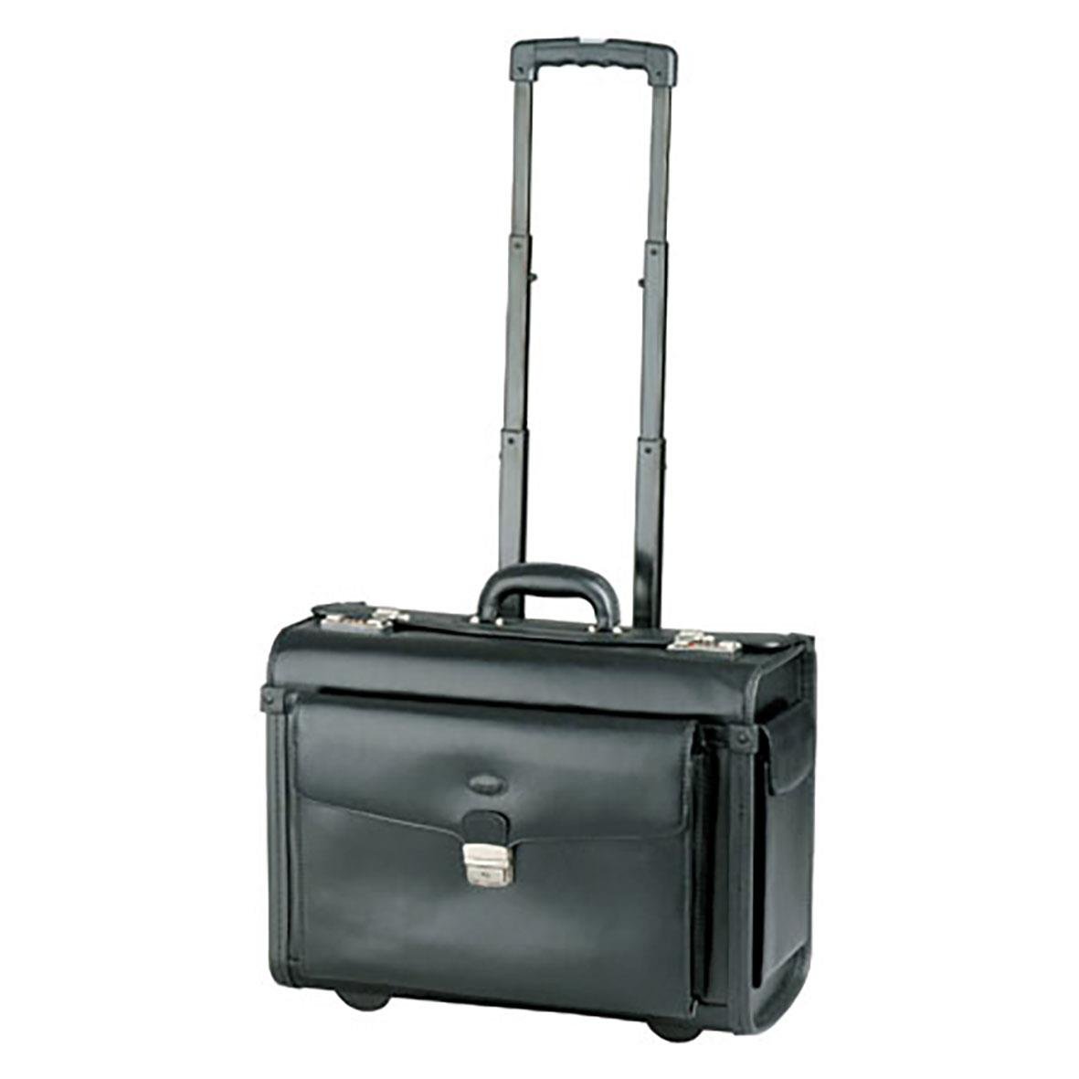 Svart pilotväska Pierre by Elba 4543 med utdragbar handtag och handtag