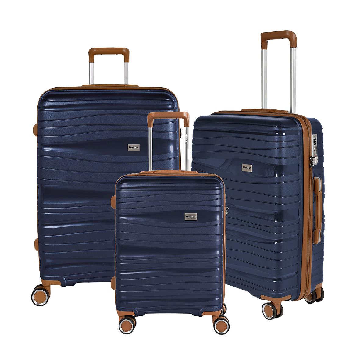 Blå resväska i tre storlekar från RW Trawel Alfrida Collection med hjul och telescophandtag