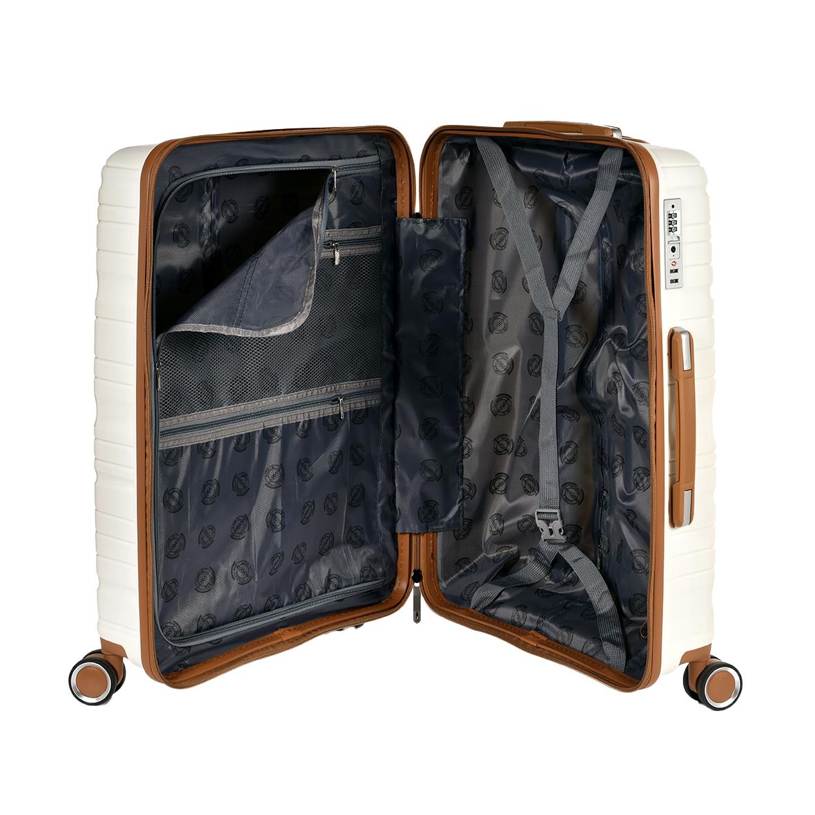 Vit resväska från RW Trawel Alfrida Collection 3-set med inredning och hjul