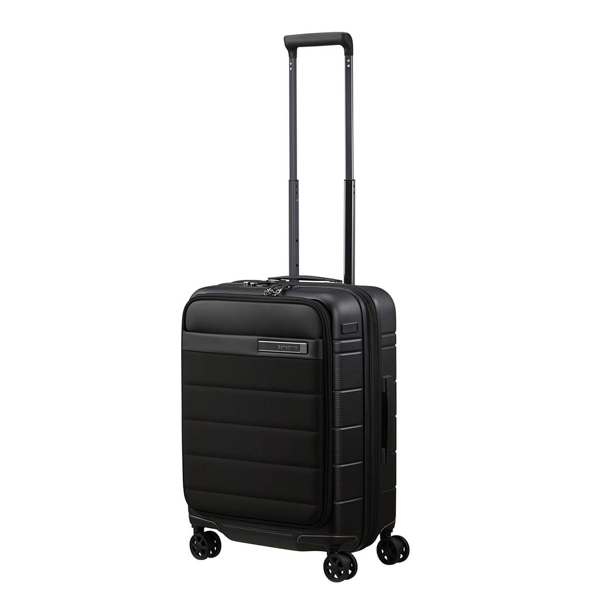 Svart Samsonite Neopod Expand kabinväska med frontficka och 55cm hjul