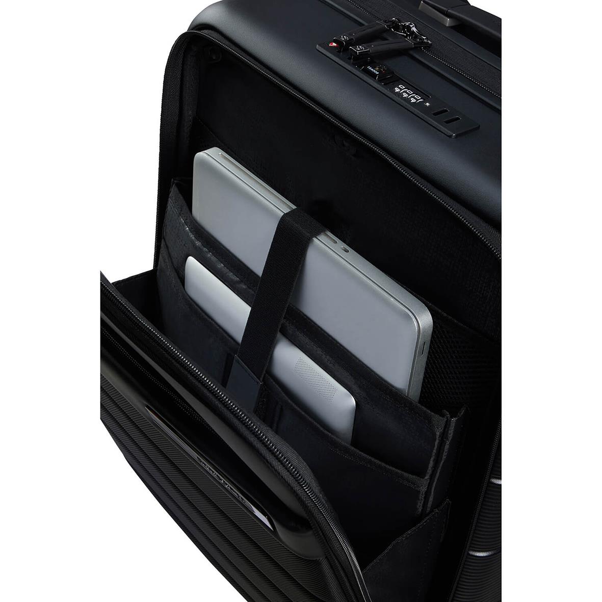 Svart Samsonite Neopod Expand kabinväska med frontficka och plats för laptop