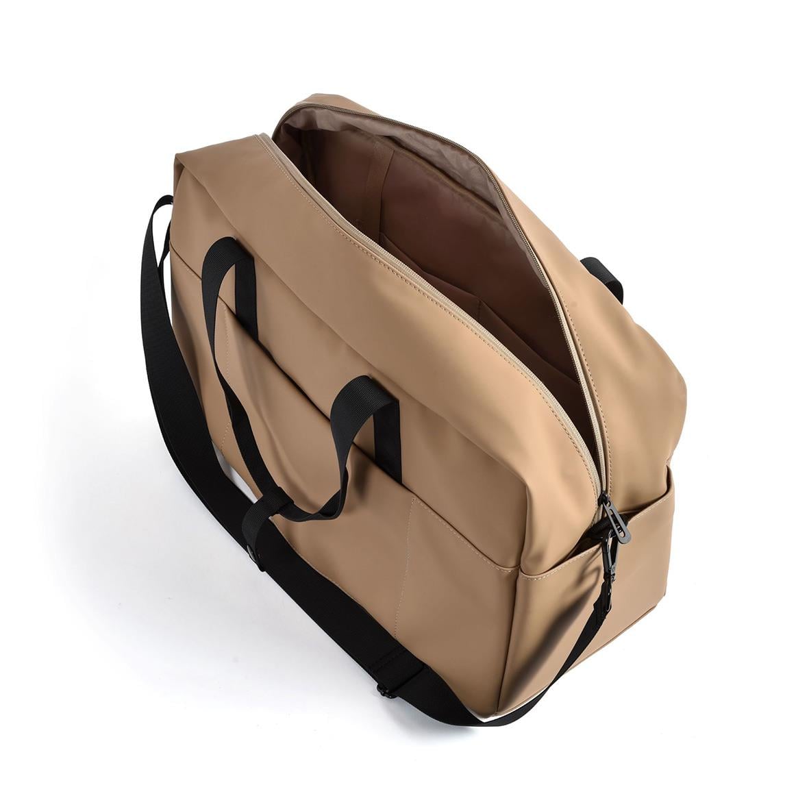 Weekendväska RW Santa Monica Khaki med handtag och dragkedja, öppen för att visa insidan