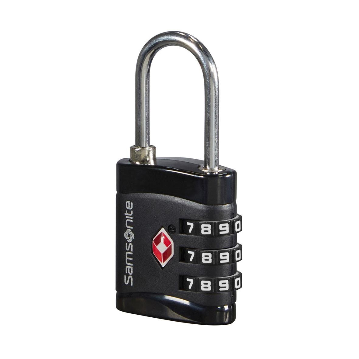 Svart TSA-hänglås med kombination och Samsonite-logga
