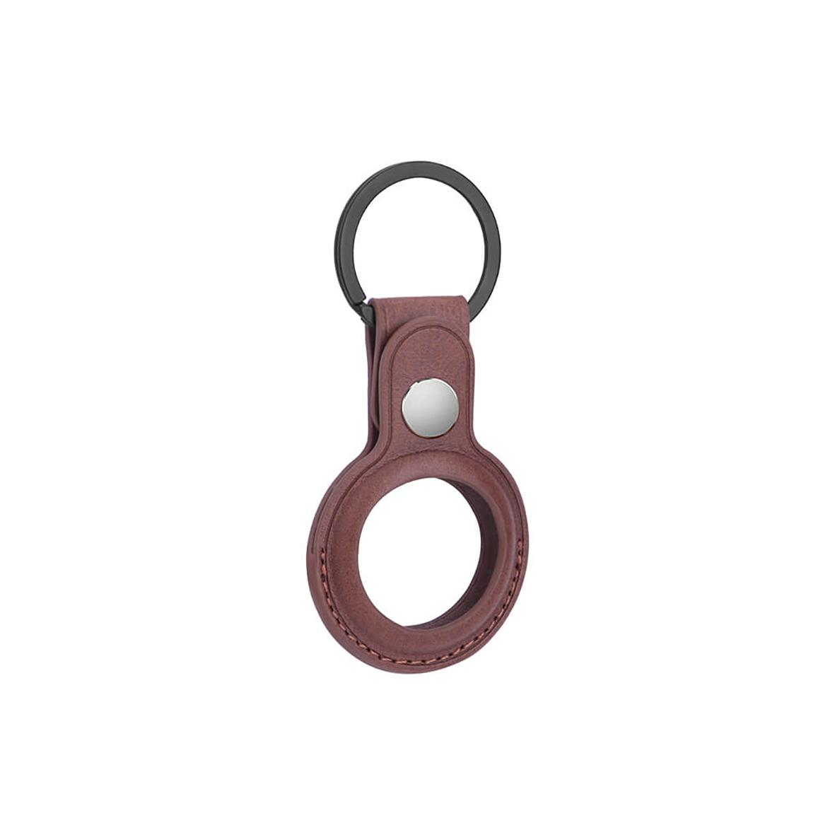 Brun Airtag nyckelringhållare med ring och knapp för Onsala