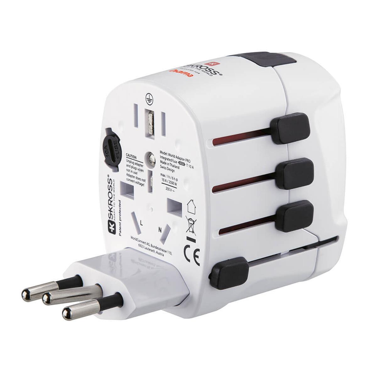 Reseadapter Hama Pro EU-World 3-Pin med flera uttag och omvandlare