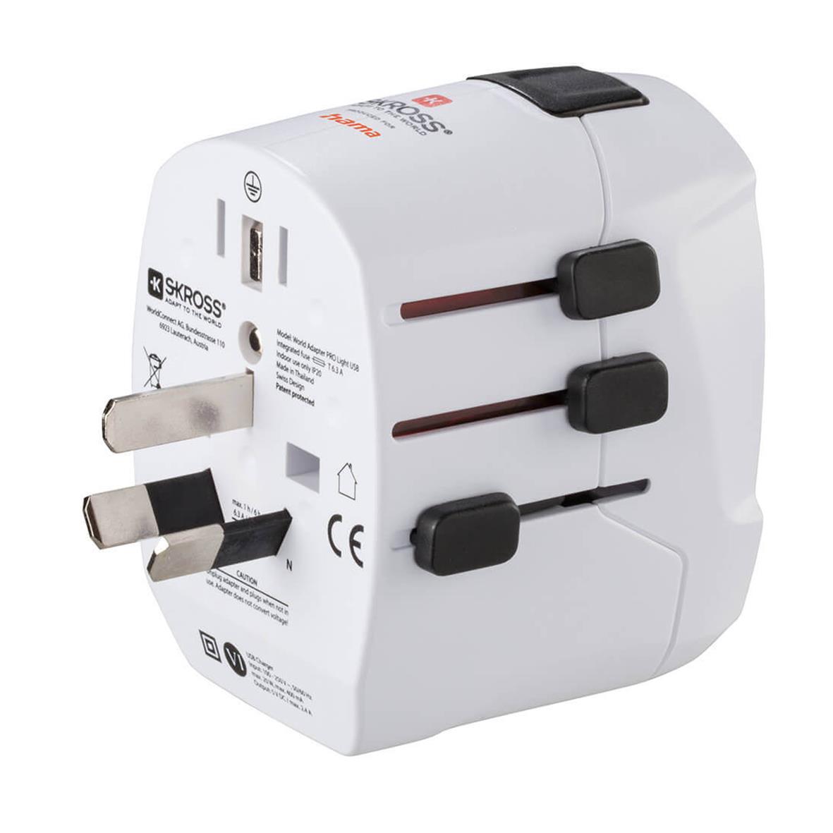 Reseadapter Hama Pro Light USB 3-Pin med tre justerbara kontakter