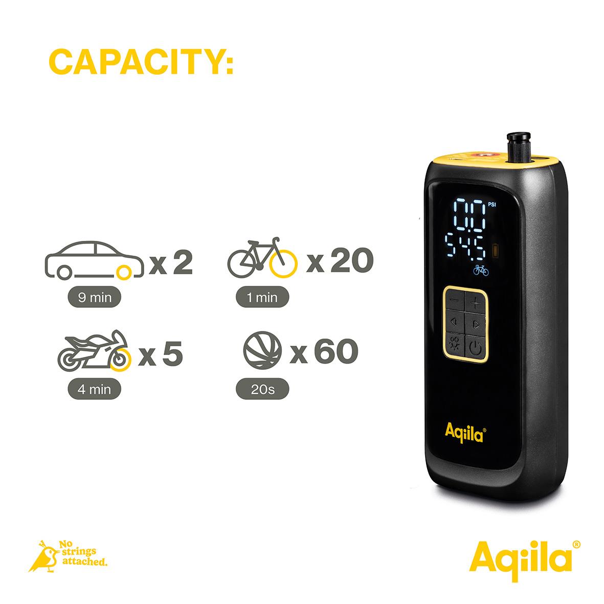 Luftpump Aqiila Airbird C4 batteridriven med digital display och kapacitetsinformation
