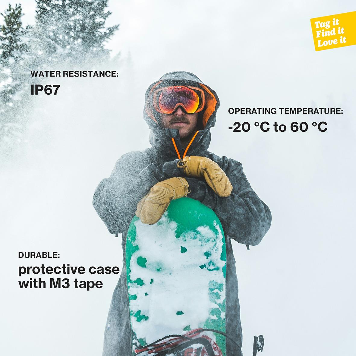 Tracker Aqiila Tagbird med monteringshölje, vattentålig IP67, -20°C till 60°C, hållbar skyddskåpa med M3 tejp