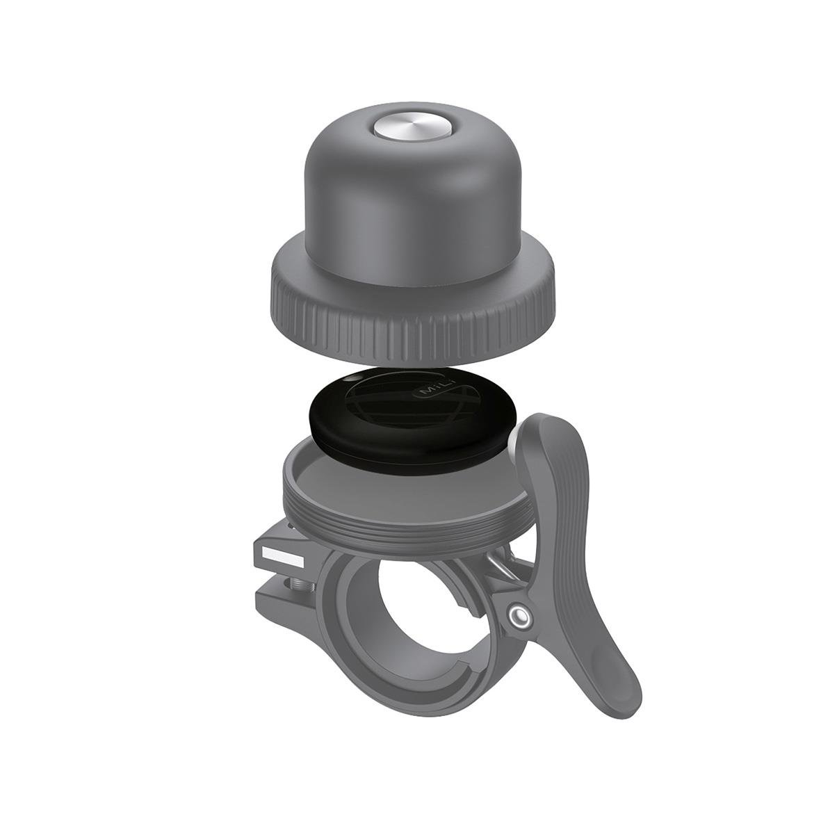 Tracker Aqiila Tagbird med ringklocka och monteringsklämma i grått och svart