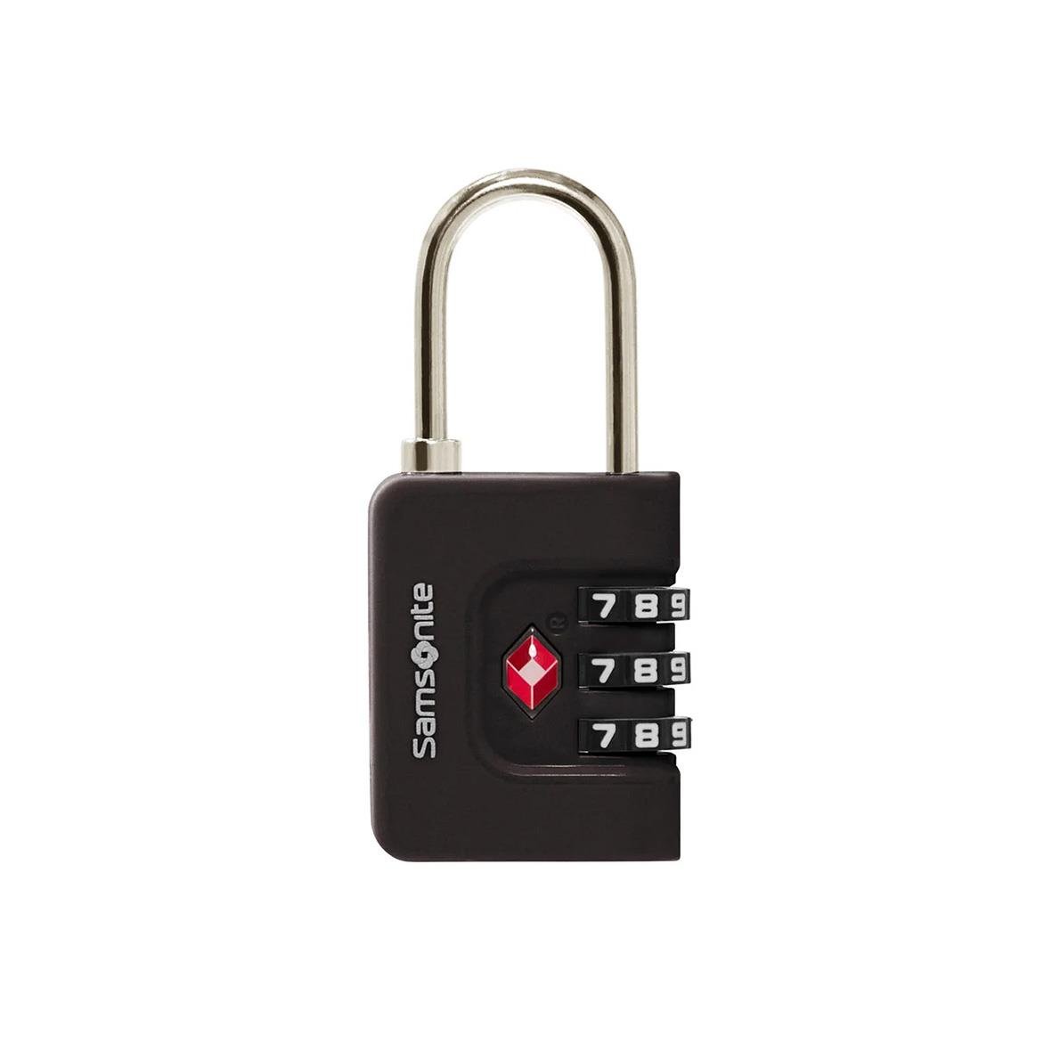 Svart Samsonite TSA-godkänt kombinationslås med hänglås och kod