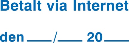 Stämpel Colop Green Line 20/L för att betala via internet, med plats för datum.