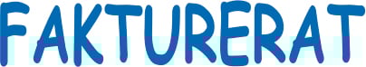 Stämpel med texten FAKTURERAT i blått, del av en faktureringsstämpel