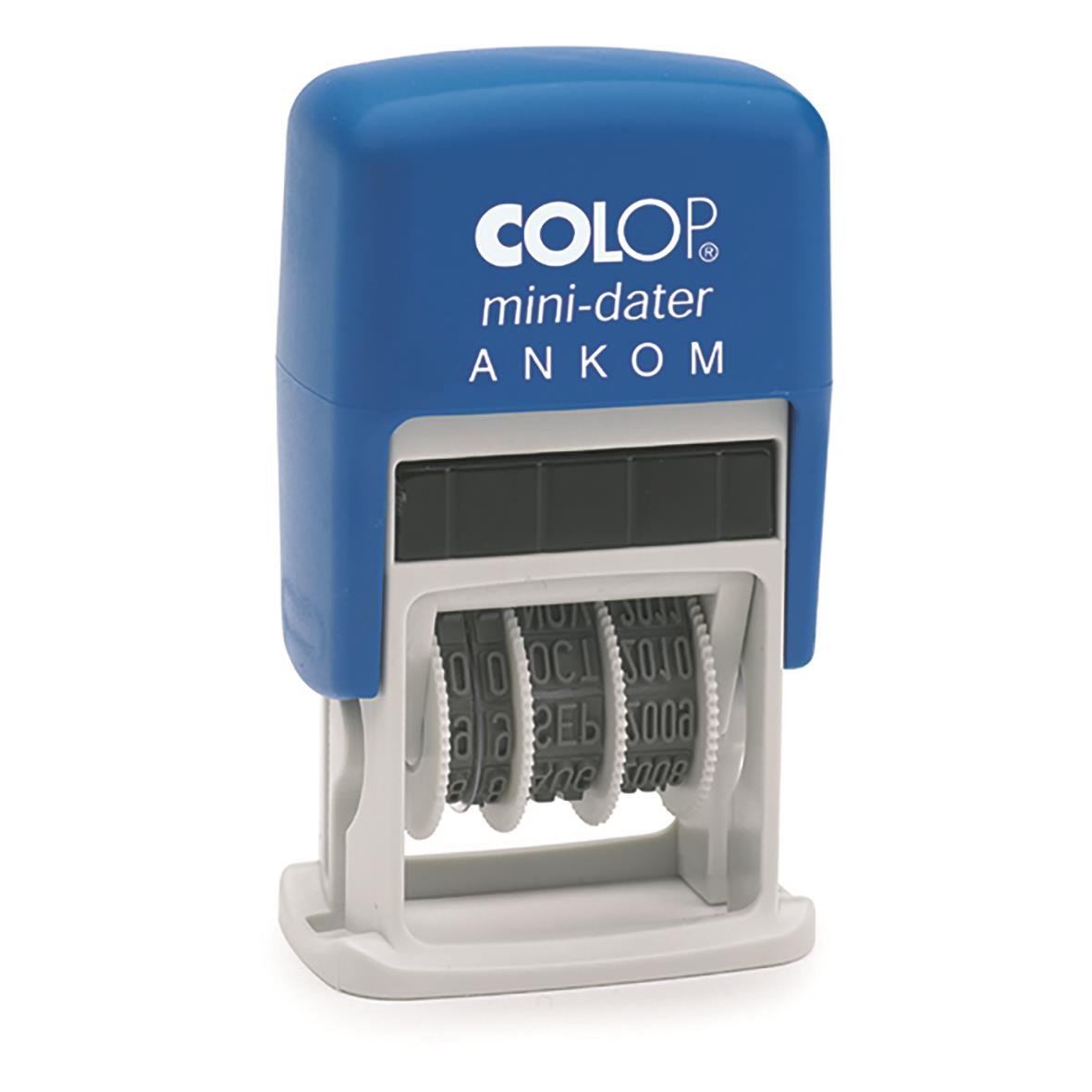 Blå Colop S160 stämpel för ankomstdatum med roterande datumhjul