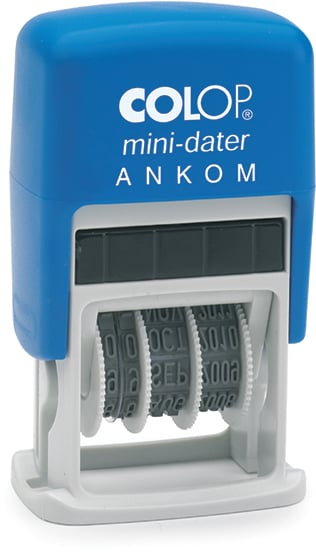 Blå Colop S160 stämpel för ankomstdatum med roterande datumhjul