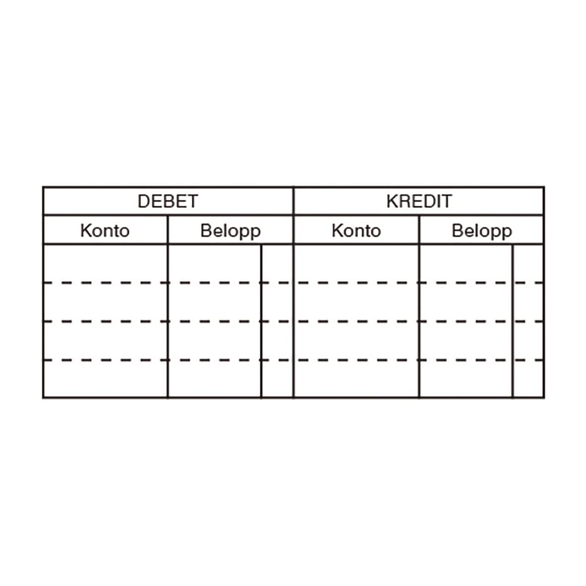 Svart stämpel Colop EOS Kontering UG8 med debet- och kreditsektioner