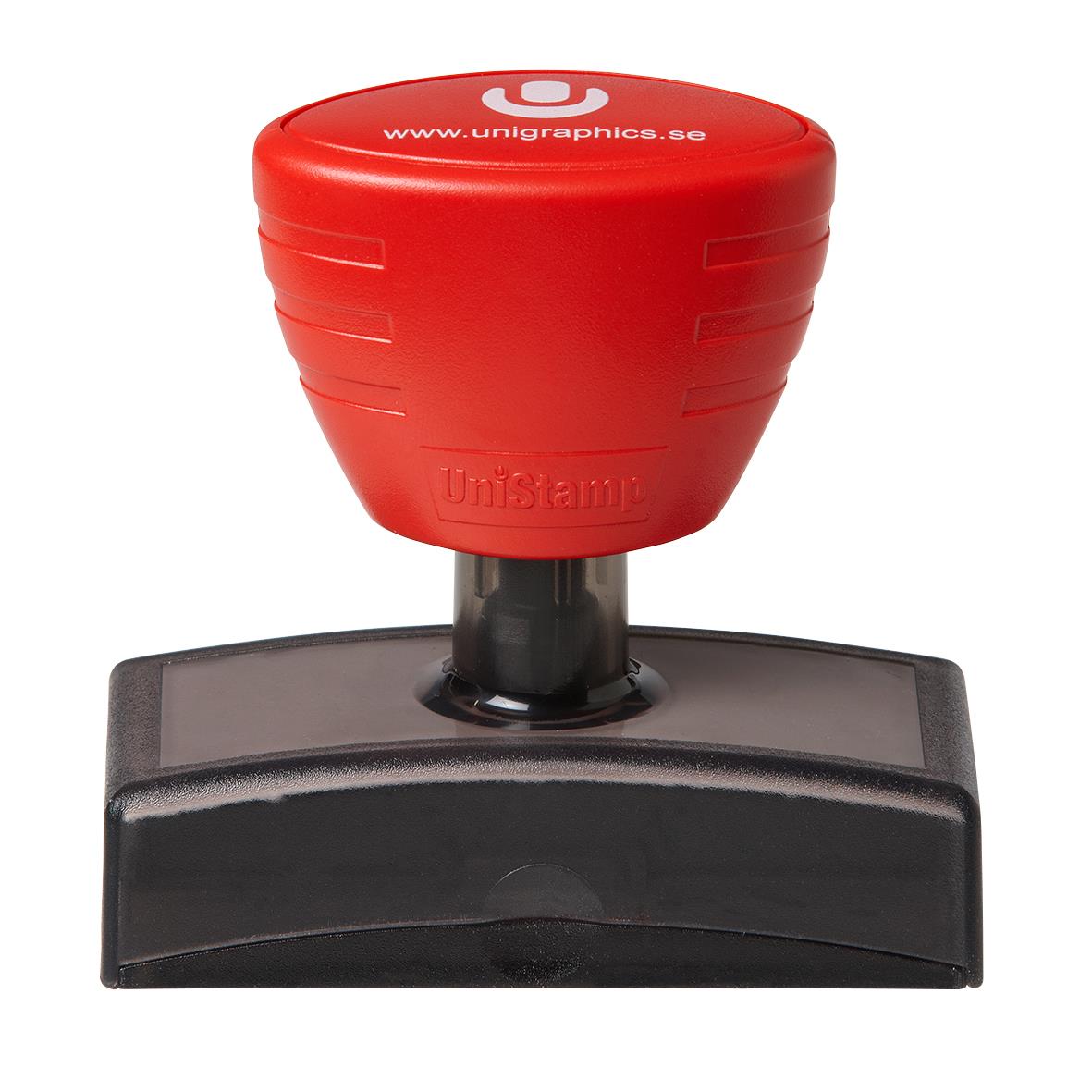 Röd Unistamp stämpel med svart bas, 52x33mm